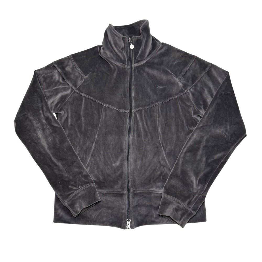 Vintage Y2K/90s Nike Track Jacket Velour Women's Size Medium Sporty Streetwear